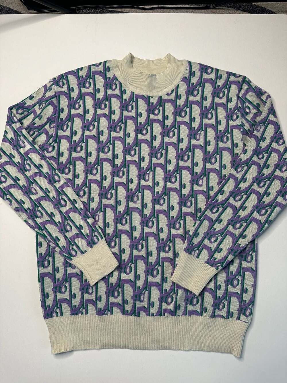Christian Dior Oblique Monogram Knit Sweater Purple Green Size M